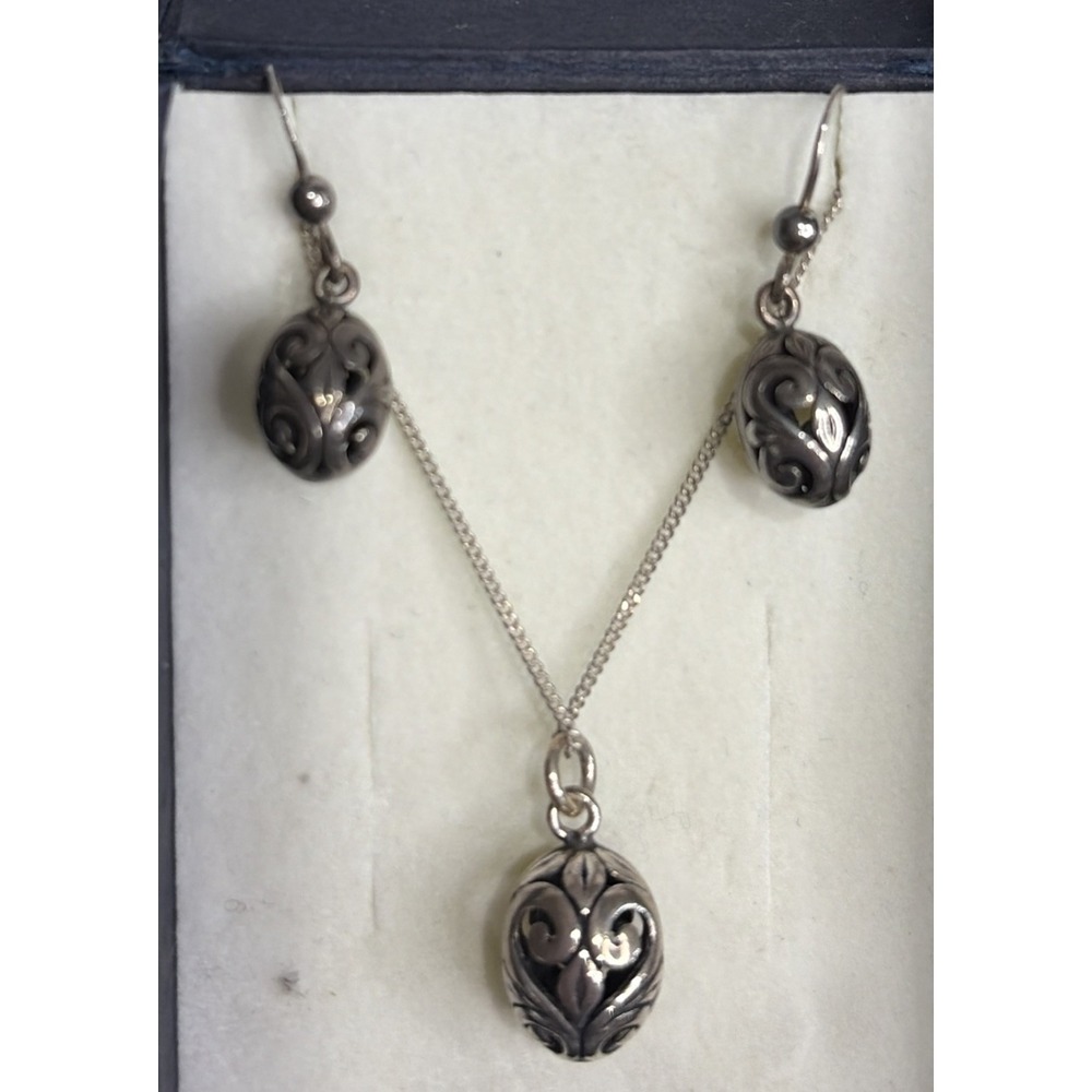 VTG Italian Sterling Silver Pierced Scrollwork Artisan  Puffy Ovals 925 Celtic